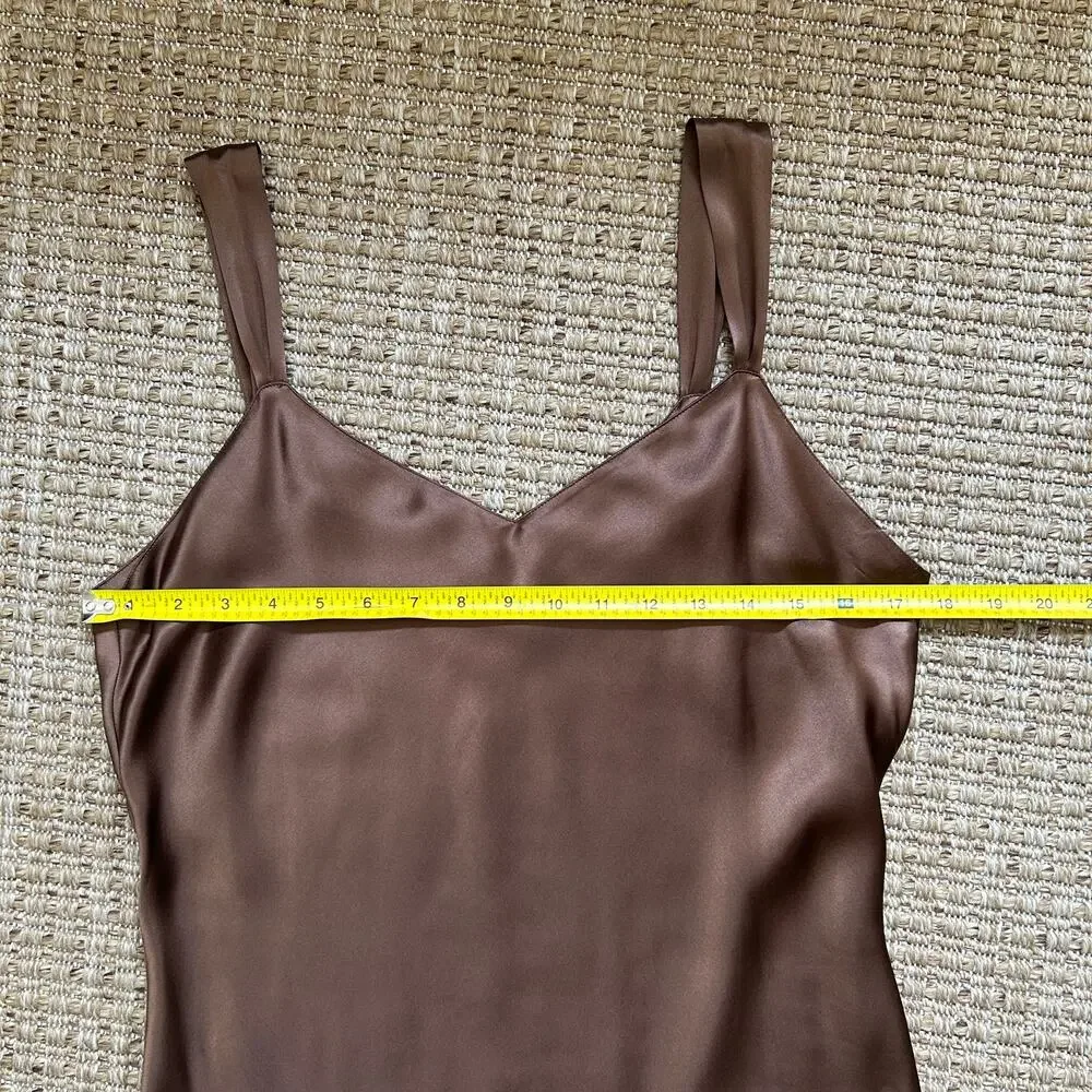 Vintage Chocolate Brown Silk Slip Dress - Picture 6 of 10